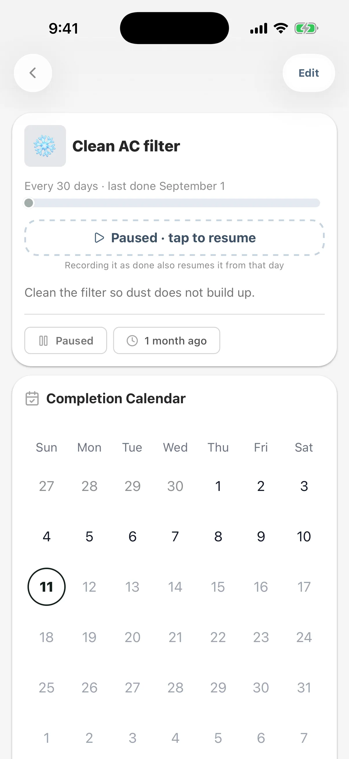 A paused task